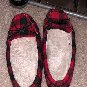 Buffalo plaid moccasin shoes
